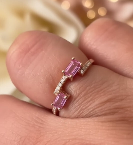 Pink Sapphire with Diamond Ring