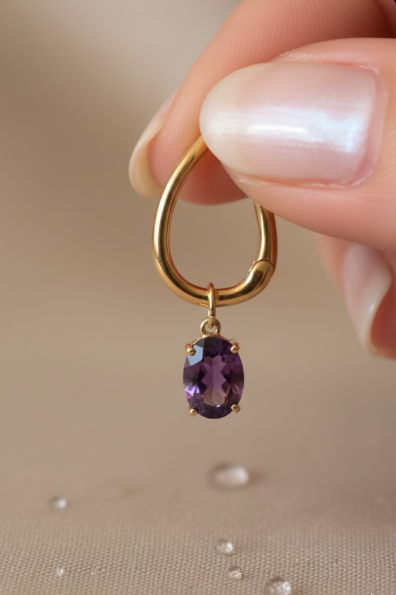 Pear Shape Connector with Amethyst Dangle