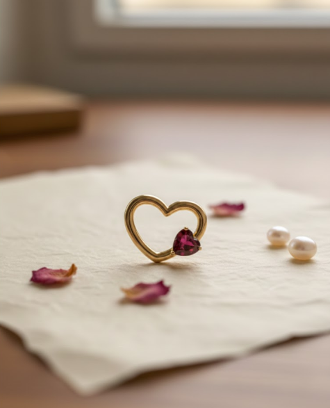 Heart Connector with Garnet