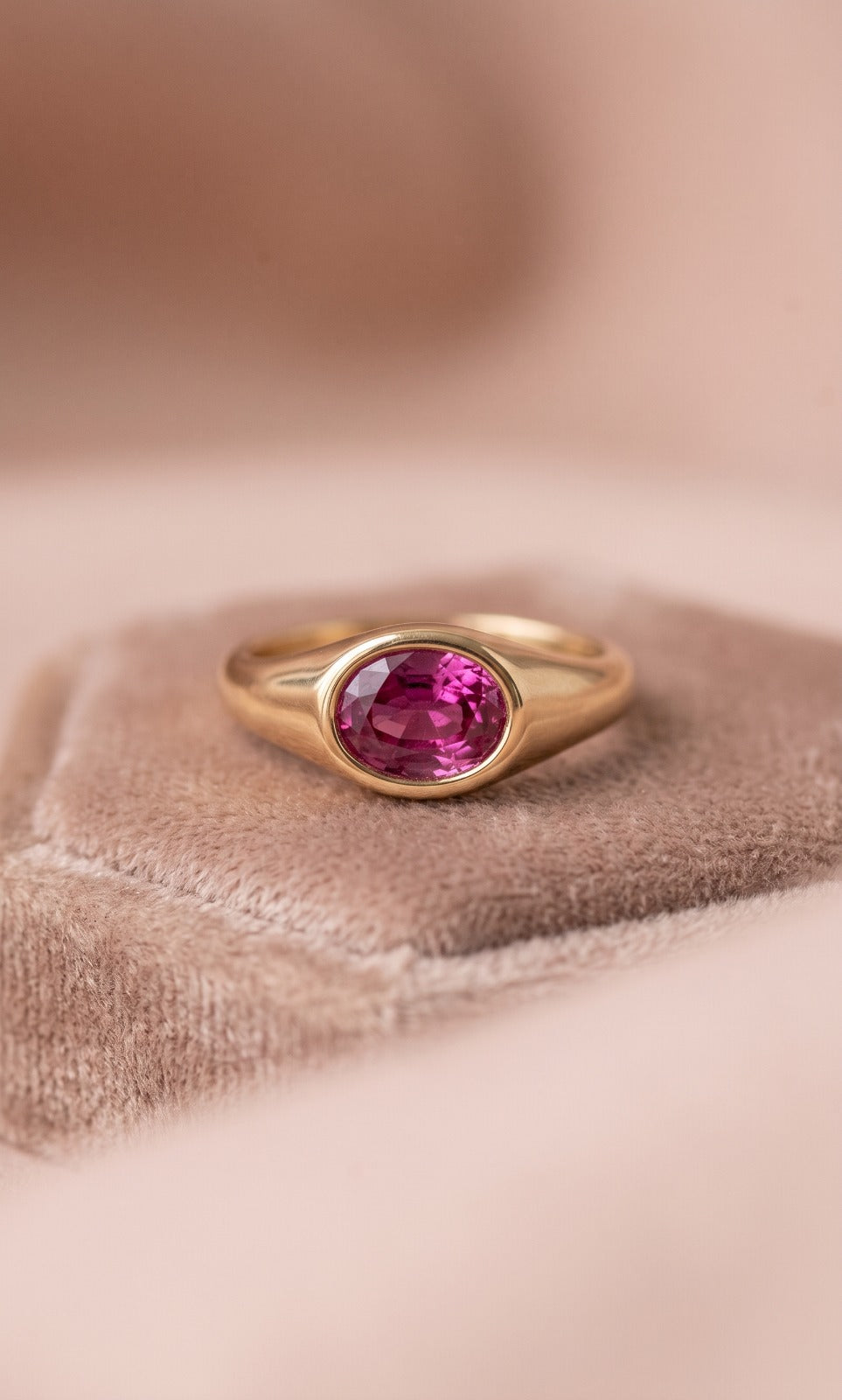 Oval Cut Pink Sapphire Pinky Ring