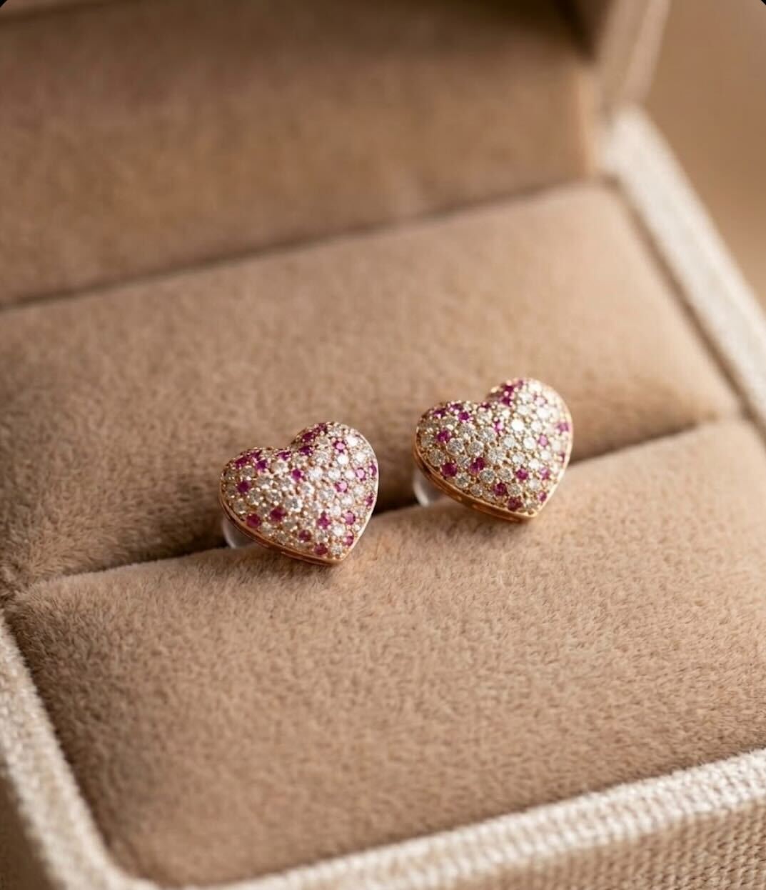 Pave Heart Stud Earrings