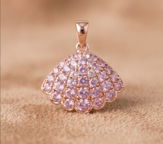 Pink Sapphire Shell Charm
