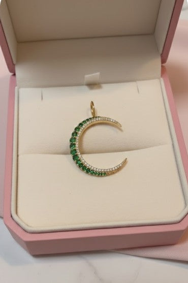 Tsavorite Crescent Moon Pendant