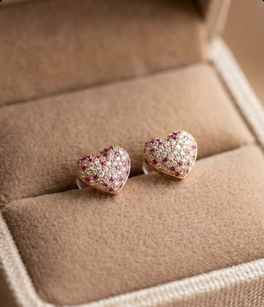 Pave Heart Stud Earrings