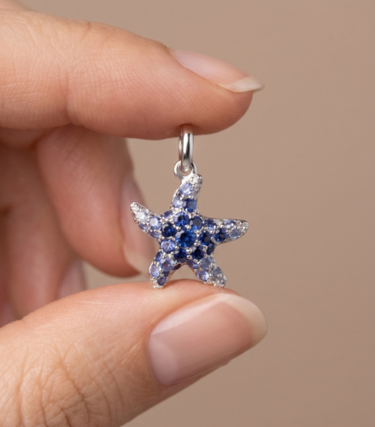 Blue Sapphire Starfish Charm with Openable Bail