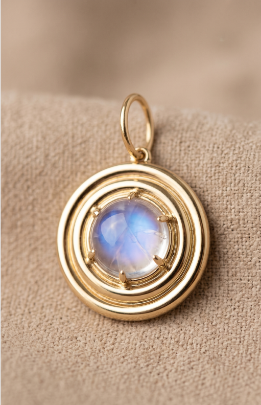 Disc Shape Moonstone Pendant