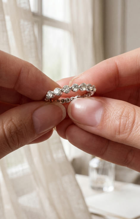 Round Cut Diamond Bubble Ring