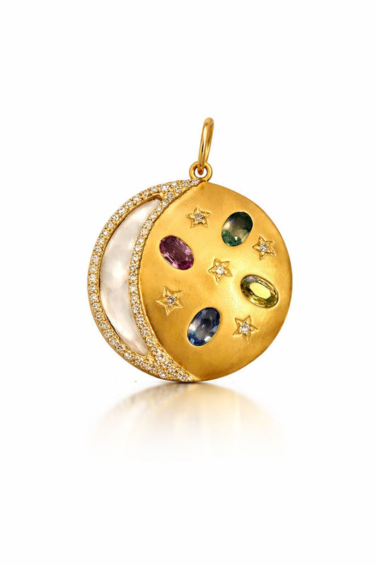 MOP Diamond and Sapphire Pendant