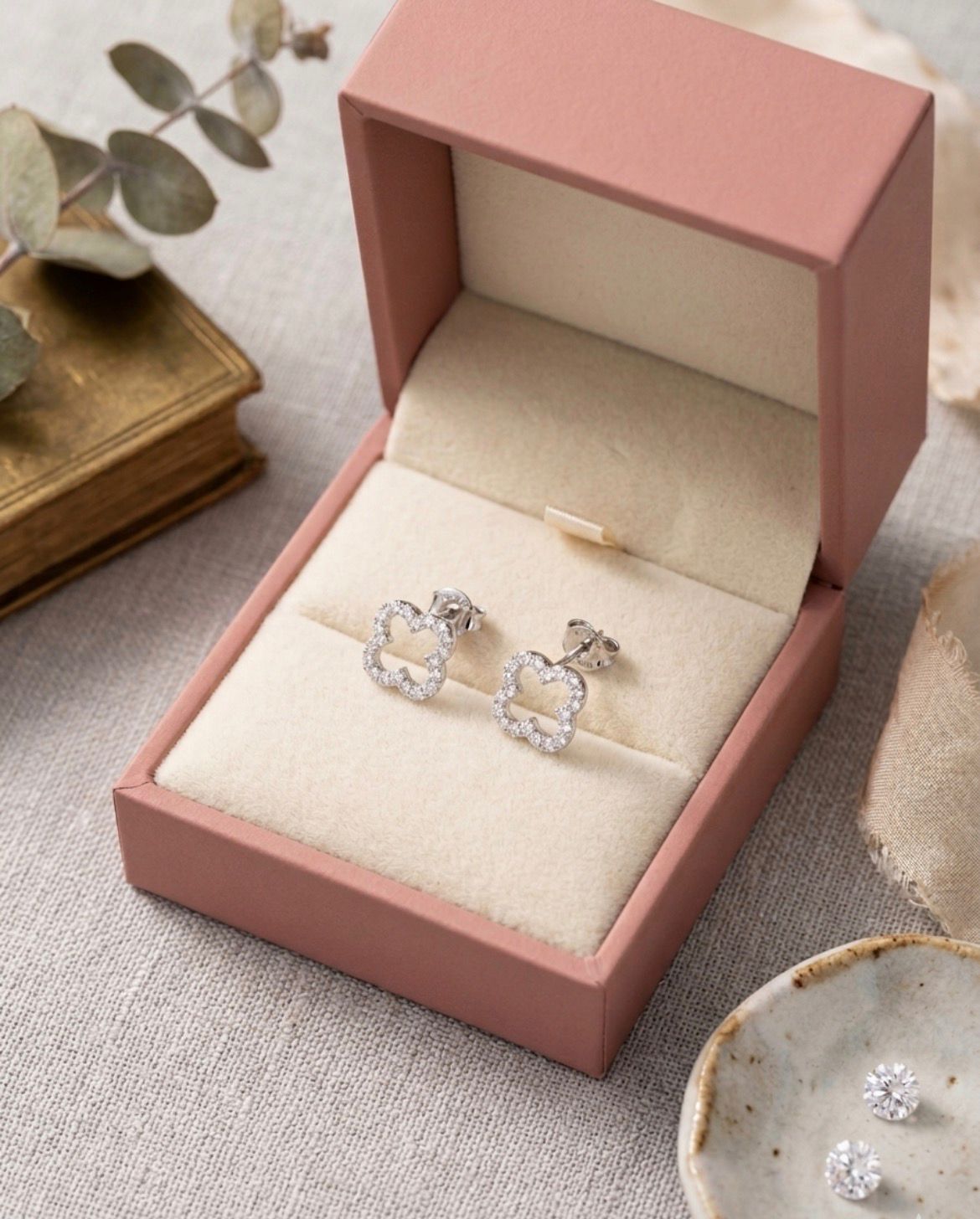 Moissanite Open Clover Stud Earrings