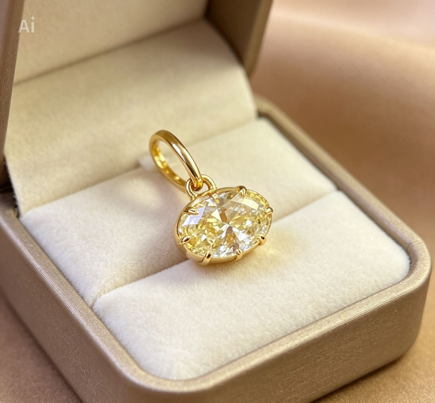 Oval Cut Natural Diamond Pendant